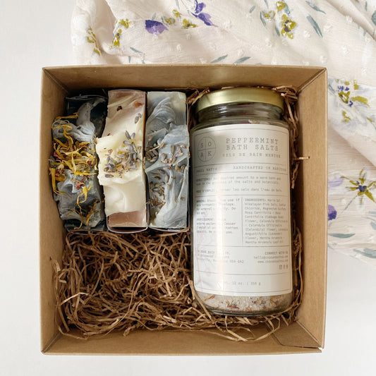 Gift Box: 3 Soap Bars 1 Bath Salt - Made in Canada