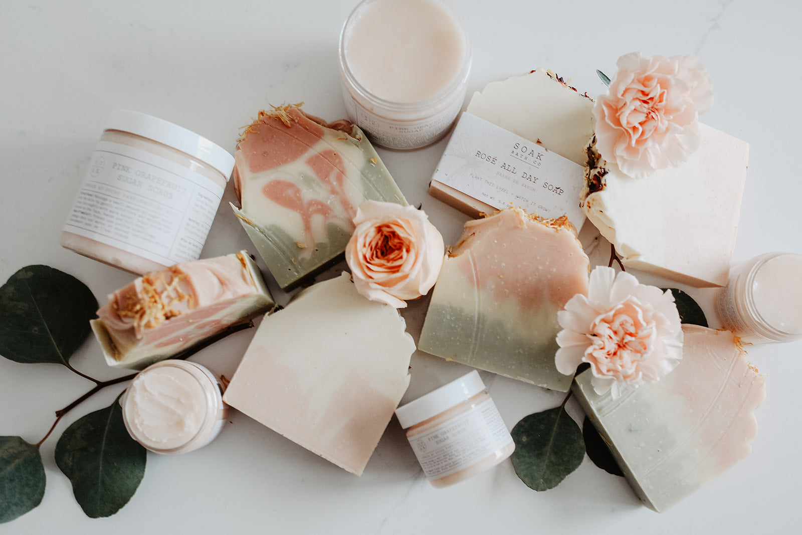 Sugar Scrub and soap bar collection by SOAK Bath Co