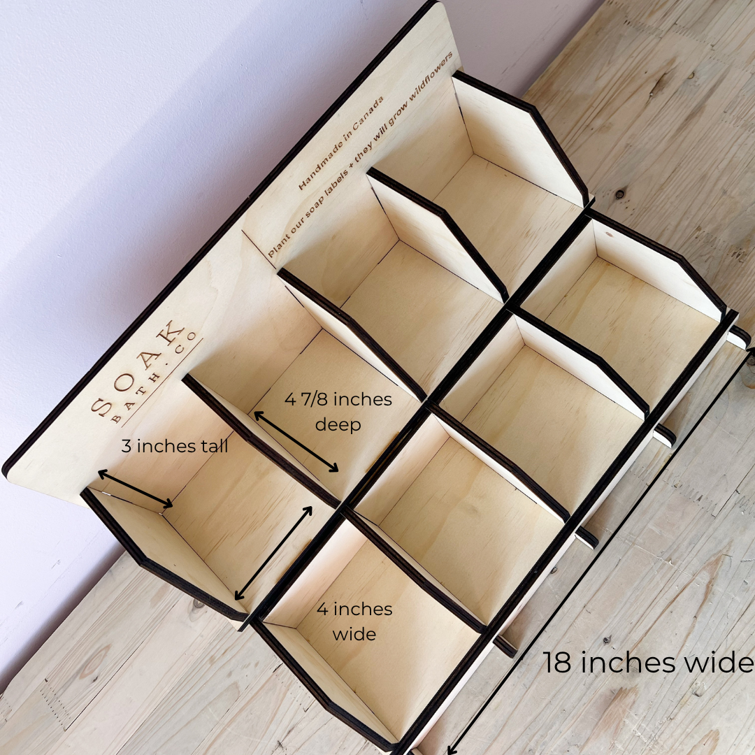 Mini Soap Display for Retail (8 SKU) – SOAK Bath Co Branded