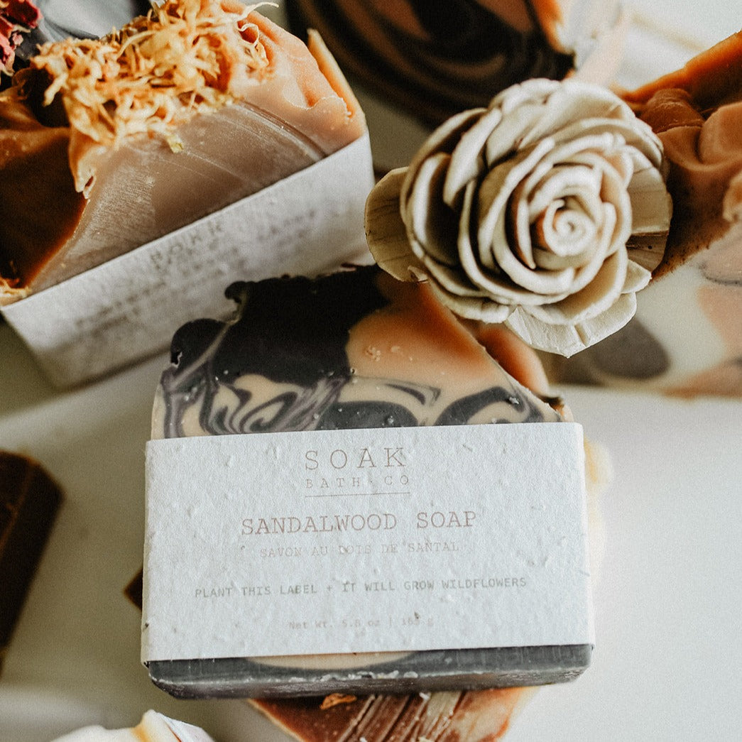 Sandalwood Soap Bar and Fall Collection by SOAK Bath Co Wholesale