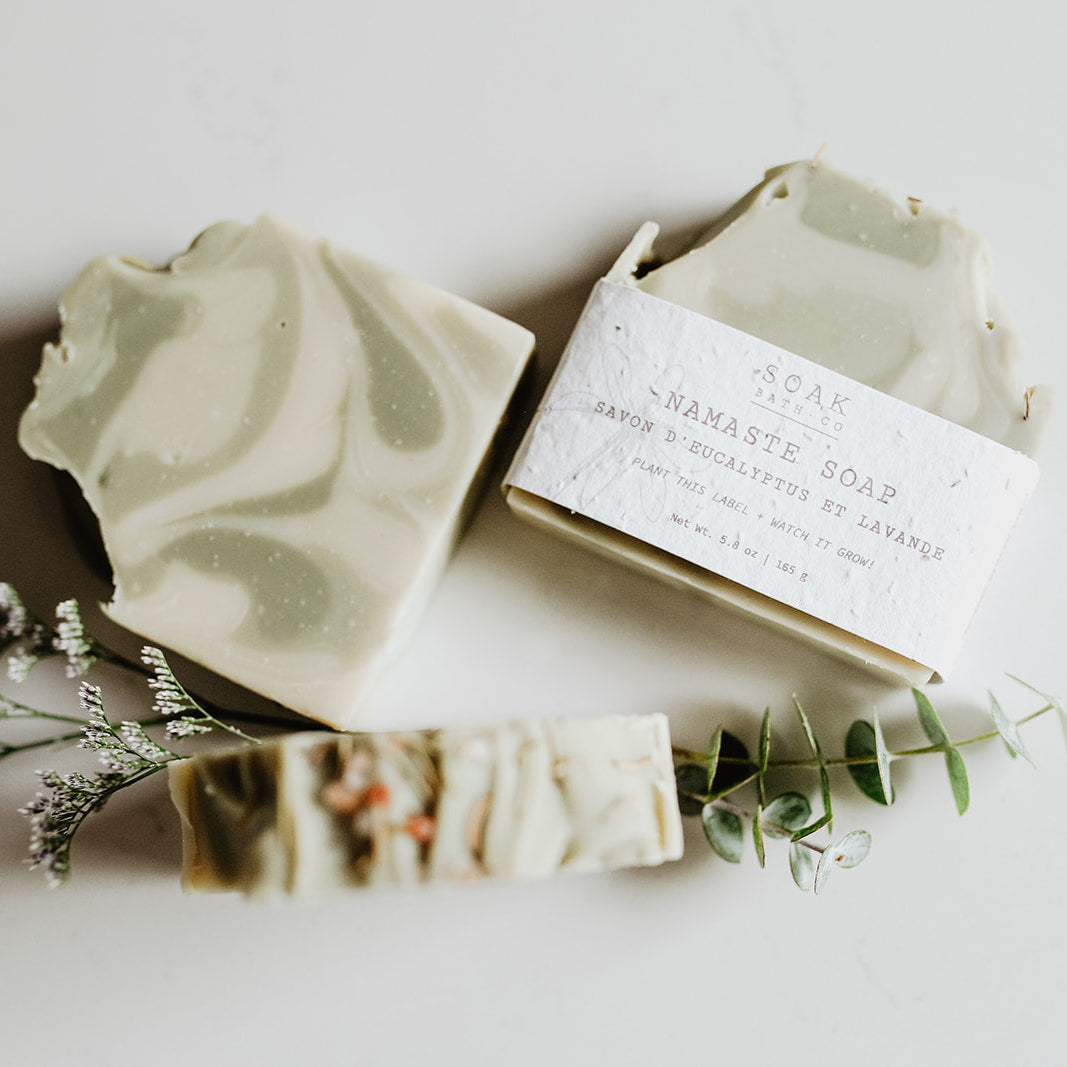 Namaste Soap Bar by SOAK Bath Co Wholesale scented with Eucalyptus and Lavender essential oils