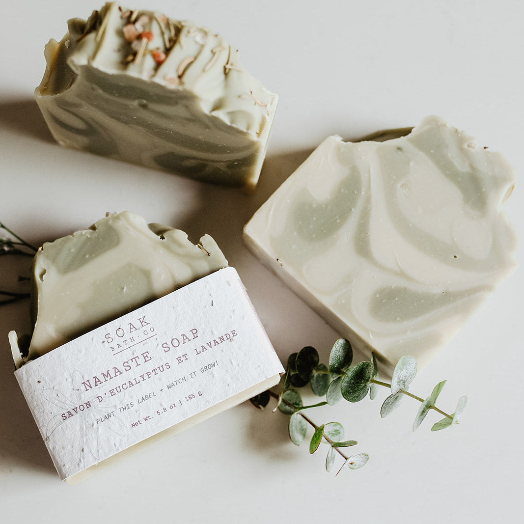Namaste Soap Bar by SOAK bath Co Wholesale scented with lavender and eucalyptus essential oils