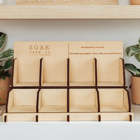 Mini Soap Display for Retail (8 SKU) – SOAK Bath Co Branded