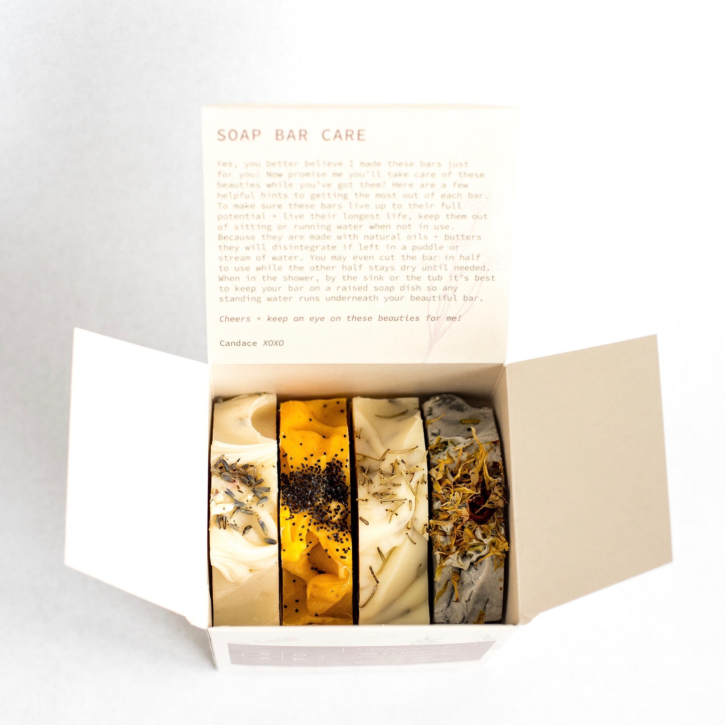 Soap Gift Box - includes 4 soap bars: Citrus Poppyseed, Lavender, Charcoal Tea Tree and Lemon Rosemary